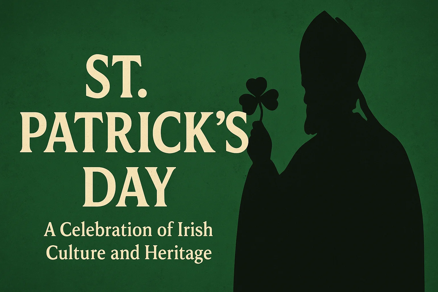 St. Patrick's Day - UK Bank Holidays 1 Illustration of St. Patrick holding a shamrock with the text 'ST. PATRICK'S DAY