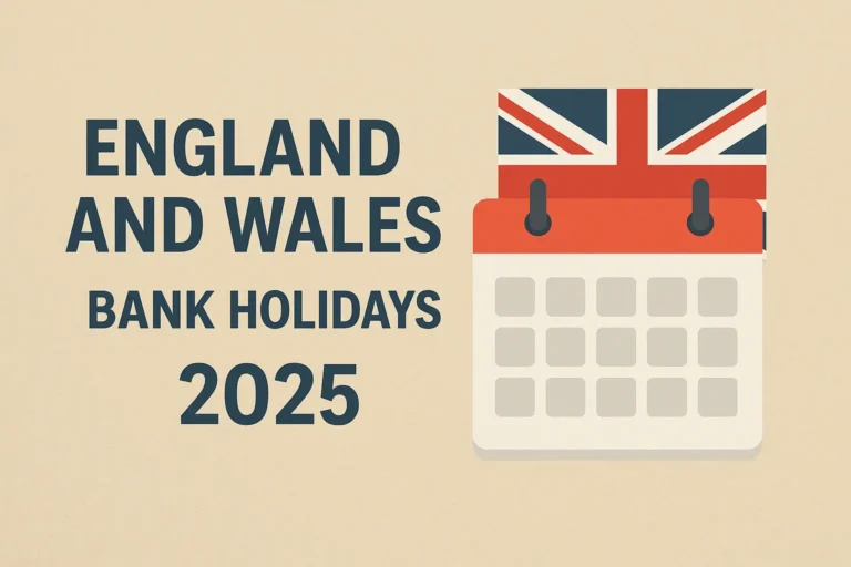 England and Wales Bank Holidays 2025
